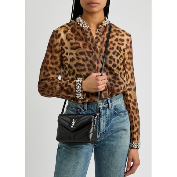 SAINT LAURENT Toy Loulou Crossbody Bag in Black Matelassé "y" Leather/Silver - Picture 1 of 9